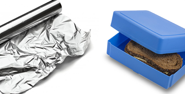 Aluminium household foil versus lunchbox?